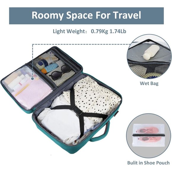 Travel Peacock Blue Backpack for Women Carry On Laptop Bag USB Port TSA Pouch - Picture 4 of 9